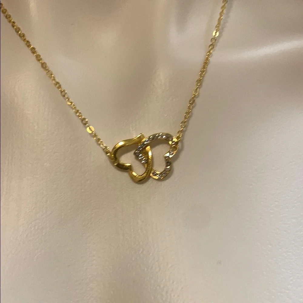 Elegant Gold and Silver Heart Necklace - Picture 1 of 8
